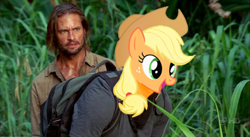 Size: 398x218 | Tagged: safe, artist:capnpea, edit, imported from derpibooru, applejack, fimbriae, lost, wat