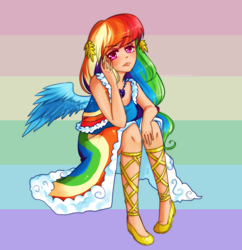 Size: 900x929 | Tagged: safe, artist:raidiance, imported from derpibooru, rainbow dash, human, clothes, dress, gala dress, humanized, winged humanization