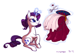 Size: 1280x917 | Tagged: safe, artist:purmu, imported from derpibooru, rarity, dress, magic