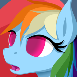 Size: 500x500 | Tagged: safe, artist:jykinturah, imported from derpibooru, rainbow dash, pegasus, pony, blind dash, female, mare, solo