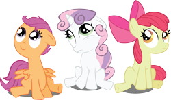 Size: 7175x4181 | Tagged: safe, artist:abion47, imported from derpibooru, apple bloom, scootaloo, sweetie belle, absurd resolution, cutie mark crusaders, simple background, transparent background, vector