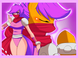 Size: 1800x1350 | Tagged: safe, artist:ninja-8004, imported from derpibooru, scootaloo, human, breasts, busty scootaloo, cuffs (clothes), curvy, female, humanized, leotard, ninja, solo, tailed humanization