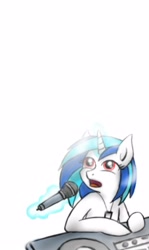 Size: 1687x2825 | Tagged: safe, artist:22bubble-eyes22, imported from derpibooru, dj pon-3, vinyl scratch, pony, unicorn, female, mare, microphone, solo