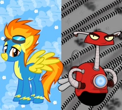 Size: 796x716 | Tagged: safe, artist:cartuneslover16, imported from derpibooru, spitfire, crossover, robot and monster