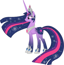 Size: 1493x1521 | Tagged: dead source, safe, artist:unicorn9927, imported from derpibooru, twilight sparkle, alicorn, pony, big crown thingy, ethereal mane, female, galaxy, galaxy mane, hilarious in hindsight, jewelry, mare, older twilight, regalia, twilight sparkle (alicorn), ultimate twilight