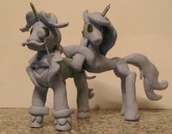 Size: 1065x837 | Tagged: safe, imported from derpibooru, fancypants, fleur-de-lis, blu-tack, figure, irl, model, photo, sculpture