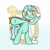 Size: 894x894 | Tagged: safe, artist:boumce, imported from derpibooru, lyra heartstrings, pony, bipedal, clothes, cutie mark background, female, grin, scarf, snow, snowball, solo