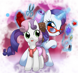 Size: 1200x1125 | Tagged: safe, artist:hoyeechun, imported from derpibooru, rarity, sweetie belle, glasses