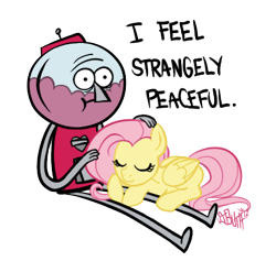 Size: 384x379 | Tagged: safe, artist:tenaflyviper, imported from derpibooru, fluttershy, benson, crossover, regular show