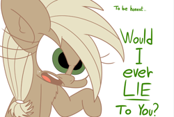 Size: 984x665 | Tagged: safe, artist:extradan, imported from derpibooru, applejack, pony, female, liarjack, solo