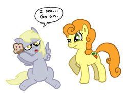 Size: 800x581 | Tagged: artist needed, safe, imported from derpibooru, carrot top, derpy hooves, golden harvest, pegasus, pony, female, mare, muffin