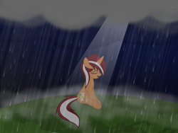 Size: 5120x3840 | Tagged: safe, artist:willowtails, imported from derpibooru, oc, oc only, oc:orange cane, pony, crying, rain, sad, solo