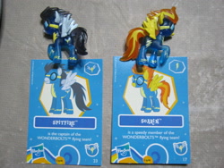 Size: 3648x2736 | Tagged: safe, imported from derpibooru, soarin', spitfire, collector card, error, prepress error, toy, you had one job