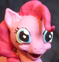 Size: 500x528 | Tagged: safe, imported from derpibooru, pinkie pie, earth pony, pony, bust, female, mare, nightmare fuel, open mouth, photo, smiling, solo