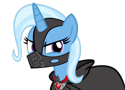 Size: 4151x3000 | Tagged: safe, artist:bronyboy, imported from derpibooru, trixie, pony, unicorn, magic duel, alicorn amulet, bane, batman, female, glare, looking at you, mare, parody, simple background, solo, the dark knight rises, transparent background, vector