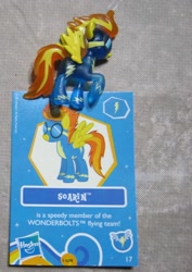 Size: 1928x2720 | Tagged: safe, imported from derpibooru, soarin', spitfire, pony, blind bag, collector card, error, irl, photo, solo, toy, you had one job