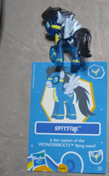Size: 1689x2731 | Tagged: safe, imported from derpibooru, soarin', spitfire, pony, blind bag, collector card, error, fail, irl, photo, solo, toy, you had one job