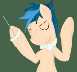 Size: 1280x1196 | Tagged: safe, imported from derpibooru, oc, oc only, earth pony, pony, bipedal, bowtie, conductor, conductor's baton, male, simple background, solo, stallion