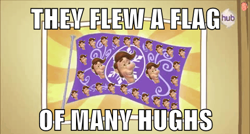 Size: 480x258 | Tagged: safe, edit, edited screencap, imported from derpibooru, screencap, the crystal empire, flag, funny, funny as hell, hilarious, hub logo, hugh neutron, image macro, jimmy neutron, meme, op is a genius, pun, song reference, the adventures of jimmy neutron: boy genius, wat