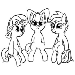 Size: 350x350 | Tagged: safe, artist:rice-inspace-drawing, imported from derpibooru, apple bloom, scootaloo, sweetie belle, monochrome