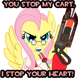 Size: 256x256 | Tagged: safe, artist:omny87, imported from derpibooru, fluttershy, crossover, fluttermedic, glasses, medic, out of character, team fortress 2, ubersaw