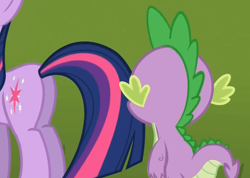 Size: 471x336 | Tagged: safe, imported from derpibooru, screencap, spike, twilight sparkle, keep calm and flutter on, butt, out of context, plot