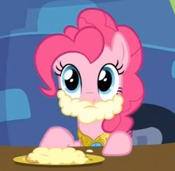 Size: 423x414 | Tagged: safe, imported from derpibooru, screencap, pinkie pie, pony, keep calm and flutter on, eating, element of laughter, female, mush, solo