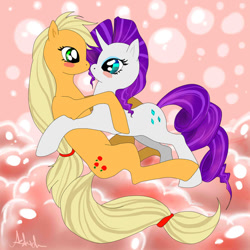 Size: 600x600 | Tagged: safe, artist:astriddova, imported from derpibooru, applejack, rarity, female, lesbian, rarijack, shipping