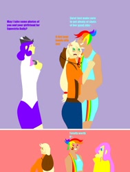 Size: 900x1191 | Tagged: safe, artist:mewpika, imported from derpibooru, applejack, fluttershy, rainbow dash, human, appledash, comic, female, humanized, lesbian, shipping