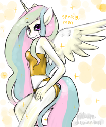 Size: 1024x1219 | Tagged: safe, artist:hikkupp, imported from derpibooru, princess celestia, anthro, ambiguous facial structure