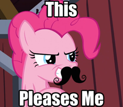 Size: 756x655 | Tagged: safe, imported from derpibooru, pinkie pie, image macro, moustache, reaction image