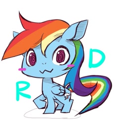 Size: 375x400 | Tagged: safe, artist:kolshica, imported from derpibooru, rainbow dash, pony, chibi, female, pixiv, solo