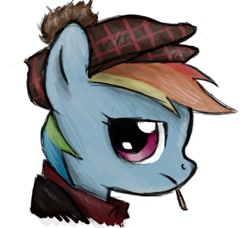 Size: 511x467 | Tagged: safe, artist:neptali54, imported from derpibooru, rainbow dash, pony, 2-d, bust, cigarette, demon days, female, gorillaz, hat, parody, portrait, solo