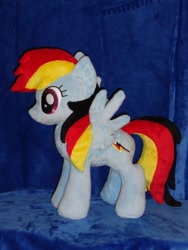 Size: 480x640 | Tagged: safe, artist:whitedove-creations, imported from derpibooru, rainbow dash, german, german dash, germany, irl, photo, plushie, rainbow deutsch, recolor