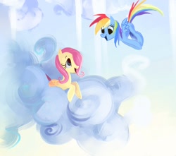 Size: 1858x1644 | Tagged: safe, artist:my-magic-dream, imported from derpibooru, fluttershy, rainbow dash, cloud, cloudy, duo