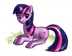 Size: 1400x1100 | Tagged: safe, artist:katiramoon, imported from derpibooru, twilight sparkle, pony, unicorn, female, mare, prone, simple background, solo, white background