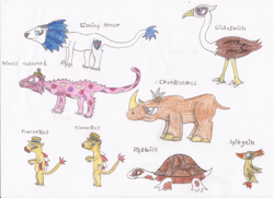 Size: 606x439 | Tagged: safe, artist:star dragon, imported from derpibooru, cranky doodle donkey, flam, flim, gilda, pipsqueak, princess cadance, shining armor, spitfire, animal, simple background, species swap, traditional art, white background
