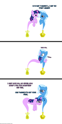 Size: 1050x2100 | Tagged: safe, artist:navitaserussirus, imported from derpibooru, trixie, twilight sparkle, genie, asktwixiegenies, angry, ask, comforting, comforting twilight, comic, crying, female, hug, lesbian, shipping, twixie