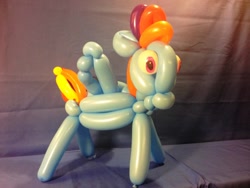 Size: 1024x768 | Tagged: safe, artist:balloonbiker, imported from derpibooru, rainbow dash, just for sidekicks, balloon, balloon animal, balloon rainbow dash, defictionalization, irl, kill me, photo