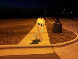 Size: 2048x1536 | Tagged: safe, artist:emedina13, imported from derpibooru, applejack, night, ponies in real life, sidewalk, streetlight, vector