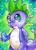 Size: 500x696 | Tagged: safe, artist:greyradian, imported from derpibooru, spike, abstract background, black outlines, colored pupils, gem, smiling, solo, traditional art