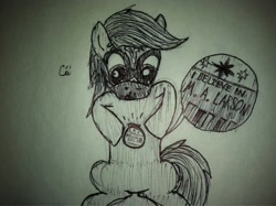Size: 1024x765 | Tagged: safe, artist:cii, imported from derpibooru, oc, oc only, alicorn drama, button, cii, i believe in m.a. larson, m.a. larson