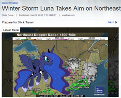 Size: 673x545 | Tagged: safe, imported from derpibooru, princess luna, pony, female, glare, solo, the weather channel, weather, winter storm luna