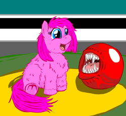 Size: 1384x1275 | Tagged: safe, artist:fluffsplosion, imported from derpibooru, fluffy pony, ball, stupidity