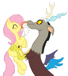 Size: 544x602 | Tagged: safe, imported from derpibooru, discord, fluttershy, discoshy, female, licking, male, shipping, straight