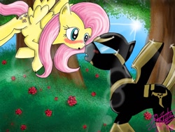 Size: 1024x768 | Tagged: safe, imported from derpibooru, fluttershy, crossover, ponified, prowl, transformers, transformers animated