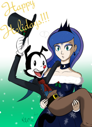 Size: 1776x2433 | Tagged: safe, artist:razamatzu, imported from derpibooru, princess luna, human, animaniacs, crossover, humanized, yakko warner