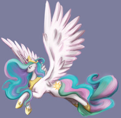 Size: 1572x1536 | Tagged: safe, artist:eclipseowl, imported from derpibooru, princess celestia, pony, female, flying, solo
