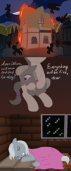 Size: 500x1197 | Tagged: safe, artist:fantasyglow, imported from derpibooru, silver spoon, ask, crossover, crying, dream, feels, fire, lonely spoon, minecraft, nightmare, tumblr
