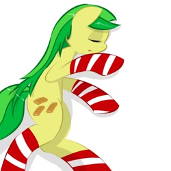 Size: 1000x1000 | Tagged: safe, artist:kryptchild, imported from derpibooru, apple fritter, pony, alternate hairstyle, apple family member, clothes, female, sleeping, socks, solo, striped socks